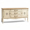 Komoda w stylu klasycznym z drewnianym blatem 150 x 40 x 80cm kremowa