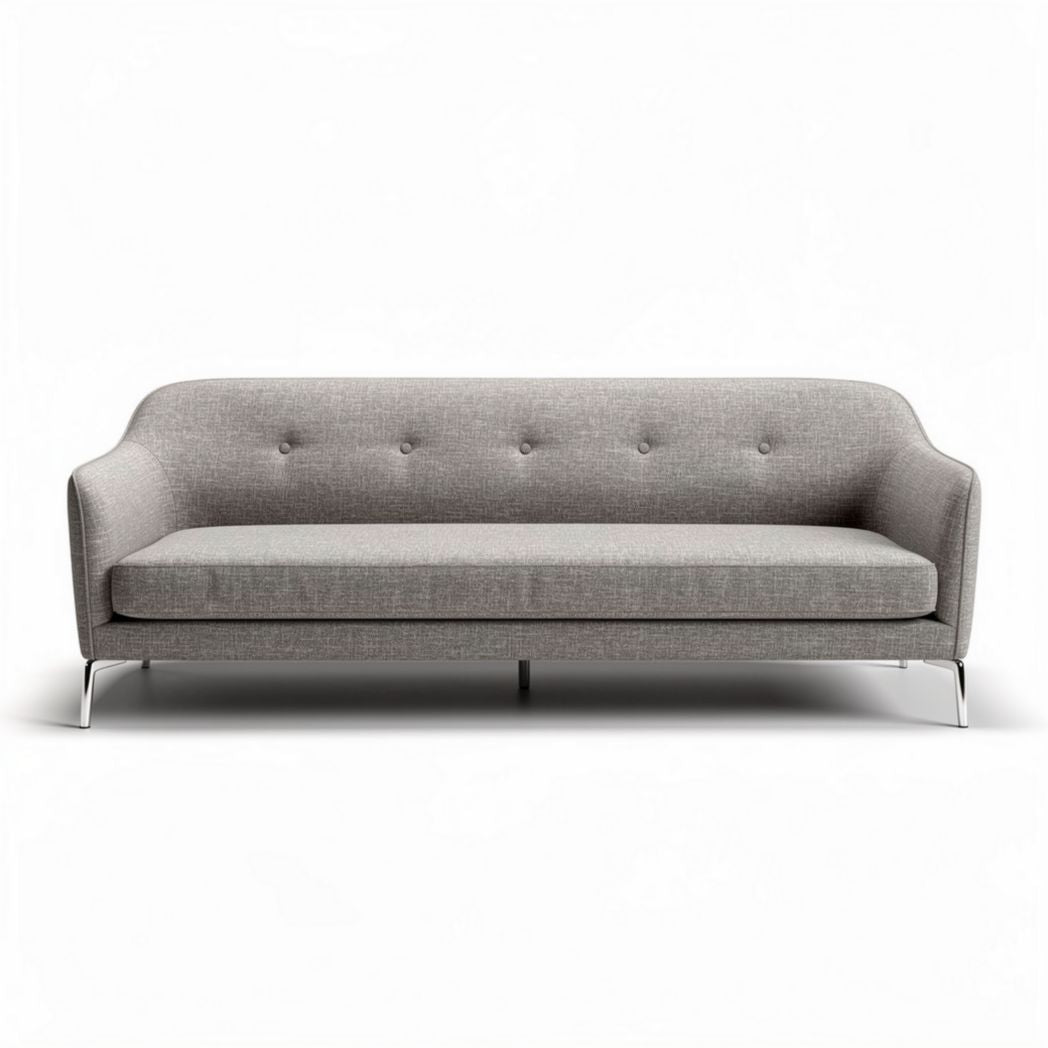 Sofa tapicerowana szara z metalowymi nogami 200 x 85 x 75cm