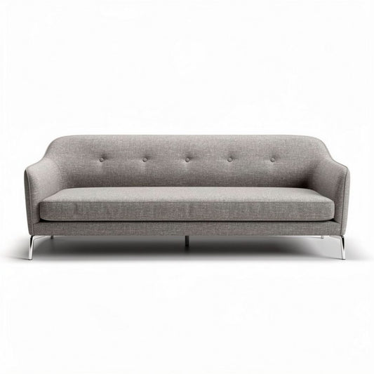 Sofa tapicerowana szara z metalowymi nogami 200 x 85 x 75cm
