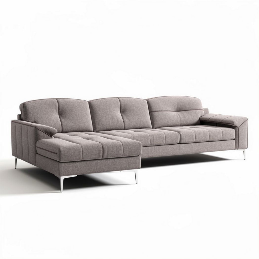 Sofa narożna w szarym kolorze z tkaniny o wymiarach 250 x 100 x 80cm