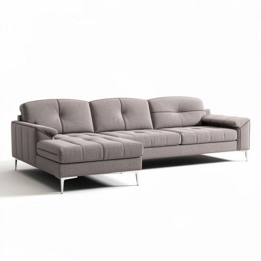Sofa narożna w szarym kolorze z tkaniny o wymiarach 250 x 100 x 80cm